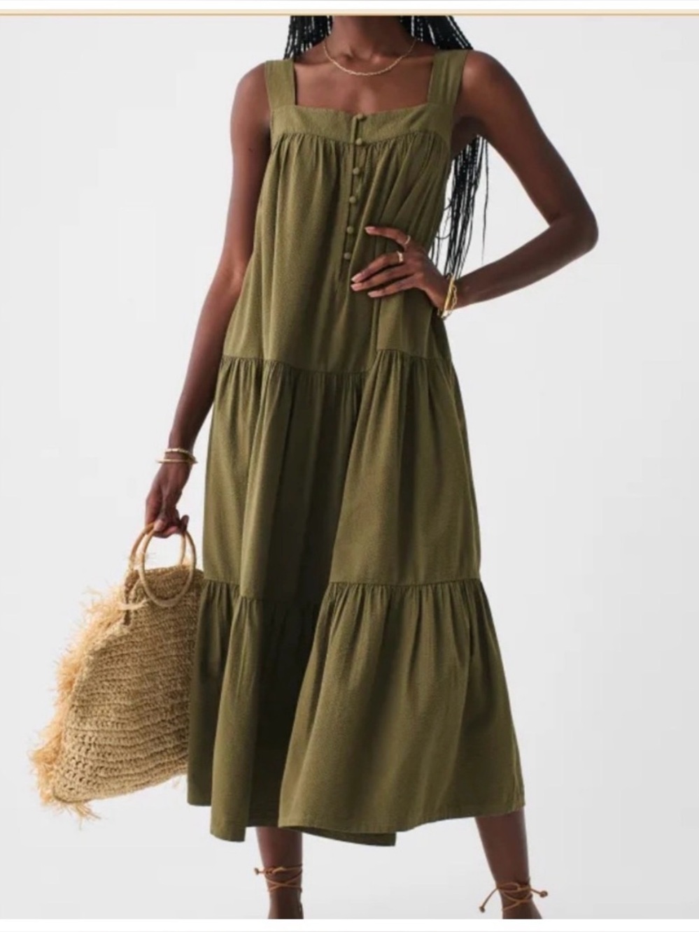 Faherty Marina dress in military green NWT